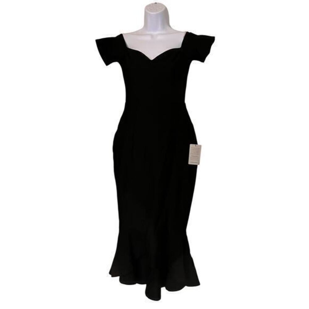 LULUS Morticia Wednesday Addams fired mermaid sweetheart  dress NWT Black Sz S